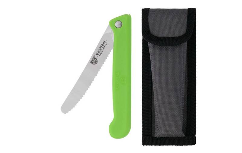 GRÄWE Brotzeitmesser Klappbares Frühstücksmesser mit Etui, Wellenschliff, Grün platzsparendes Messer für Camping, Outdoor, Trekking von GRÄWE