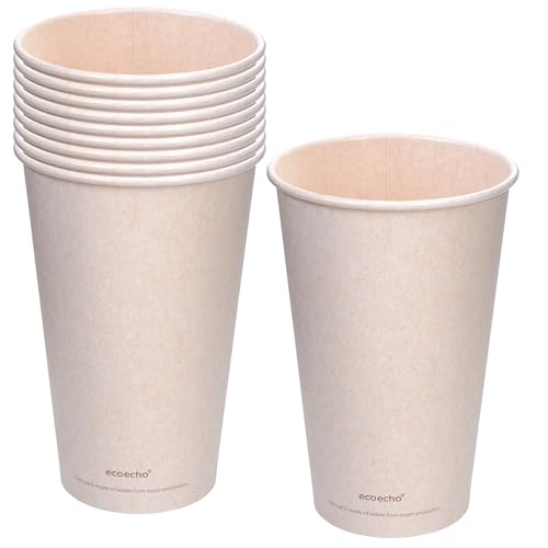 GRÄWE Einwegbecher creme 400 ml umweltfreundlich kompostierbar Zuckerrohr PLA beschichtet To Go Becher für Kaffee Tee Kakao Heiß- und Kaltgetränke nachhaltig biologisch abbaubar 10 Stück von GRÄWE