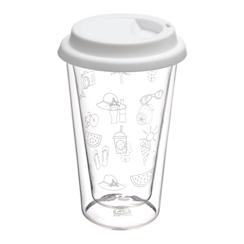 GRÄWE Glas-Becher, 0,3 Liter - doppelwandiger Coffee to Go-Isolierbecher mit weißem Silikon-Trinkdeckel von GRÄWE