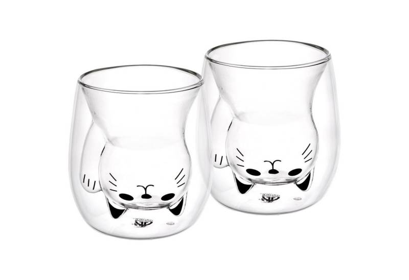 GRÄWE Glas GRÄWE Doppelwandige-Thermogläser, 190ml, 2er Set, Motiv Katze, Glas von GRÄWE