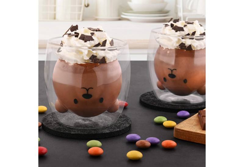 GRÄWE Glas GRÄWE Doppelwandige-Thermogläser, 250ml, 2er Set, Motiv Bär, Glas von GRÄWE