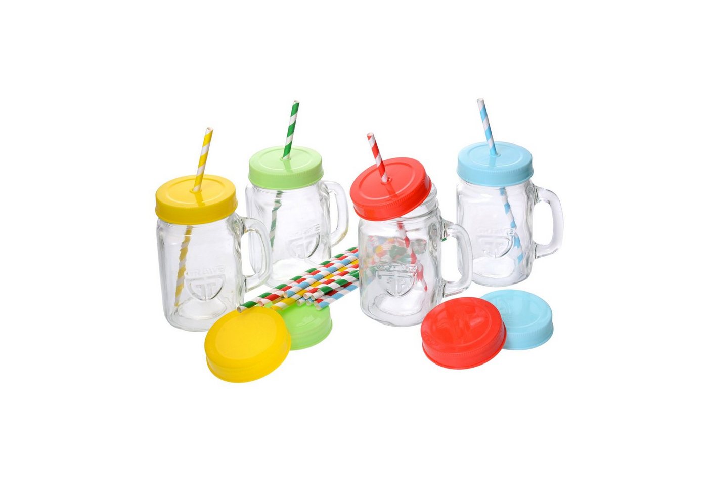 GRÄWE Glas GRÄWE Henkelgläser 4 Stück inkl Deckel farbig, Glas GRÄWE Glas GRÄWE Henkelgläser 4 Stück inkl Deckel farbig, Glas von GRÄWE