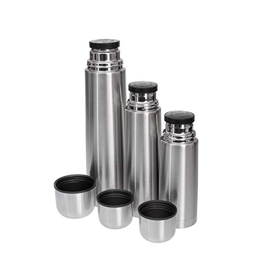 GRÄWE Isolierflaschen-Set 3-teilig Edelstahl 0,35 Liter,0,5 Liter und 1 Liter - Silber von GRÄWE