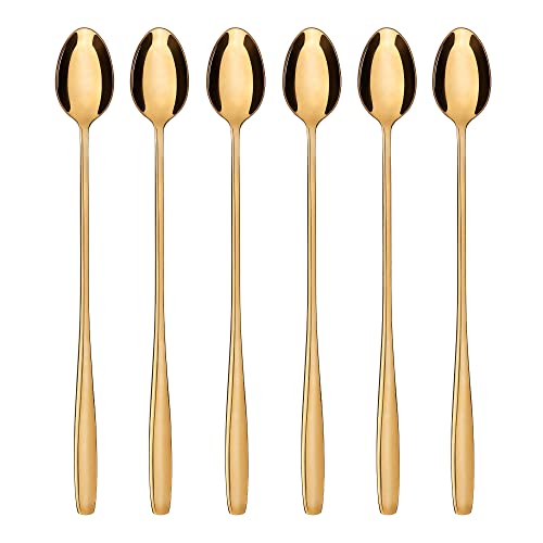 GRÄWE Latte Macchiato Löffel Set, gold, 6-teilig, lange Löffel für Cocktails & Desserts, Edelstahl, spülmaschinengeeignet, Serie Königstein von GRÄWE