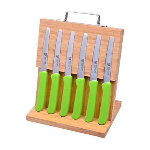 GRÄWE Magnet-Messerhalter Bambus mit Brötchenmessern grün von GRÄWE