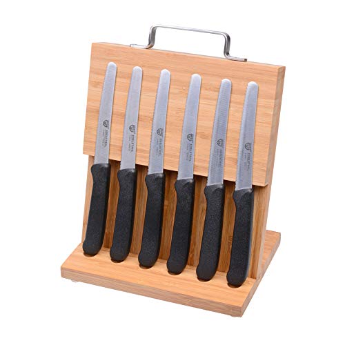 GRÄWE Magnet-Messerhalter Bambus mit Brötchenmessern schwarz von GRÄWE