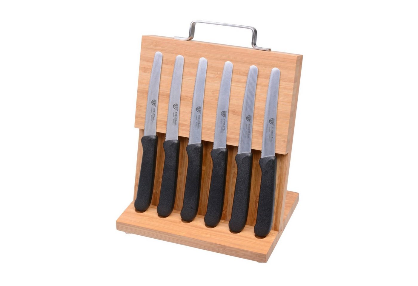 GRÄWE Messerblock Magnet-Messerhalter Bambus klein mit Brötchenmessern von GRÄWE