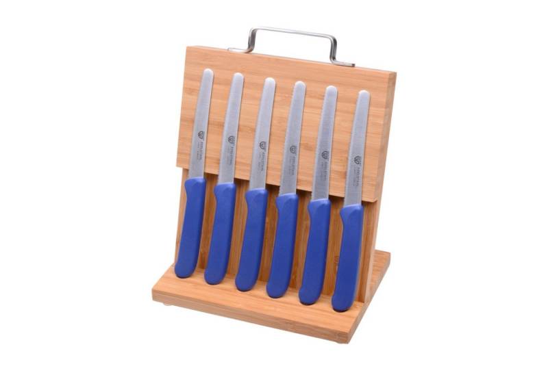GRÄWE Messerblock Magnet-Messerhalter Bambus klein mit Brötchenmessern von GRÄWE