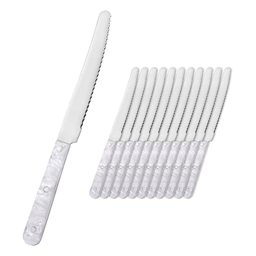 GRÄWE Tafelmesser Brötchenmesser 12 Stück in schöner Perlmuttoptik + GRATIS Küchenmesser von GRÄWE