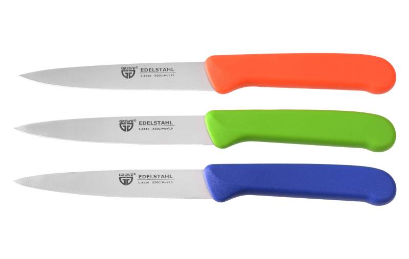 Gemüsemesser Set, 3-teilig, Edelstahl, Bunt von GRÄWE
