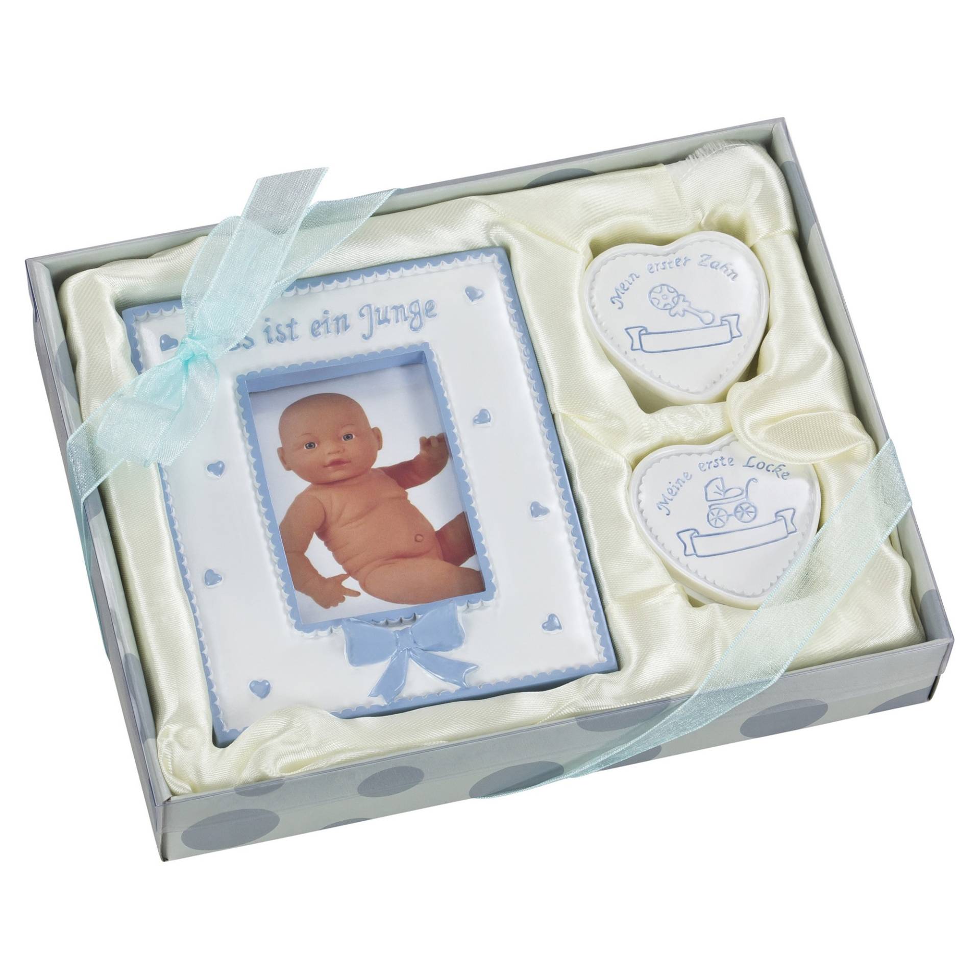 Geschenkset Erinnerungsbox erster Zahn, erste Locke mit Bilderrahmen, Blau Geschenkset Erinnerungsbox erster Zahn, erste Locke mit Bilderrahmen, Blau von GRÄWE