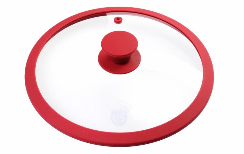 Glasdeckel mit Silikonrand, Ø 18 cm, Rot von GRÄWE