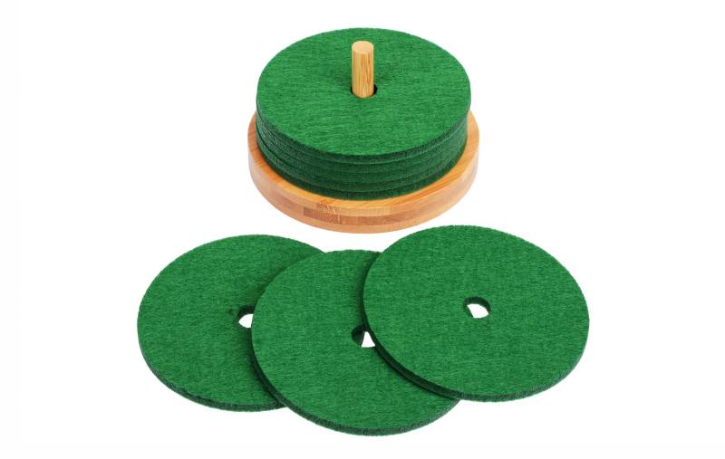 Filz-Glasuntersetzer Set, 8-teilig, Ø 10 cm mit Bambushalter, Grün von GRÄWE