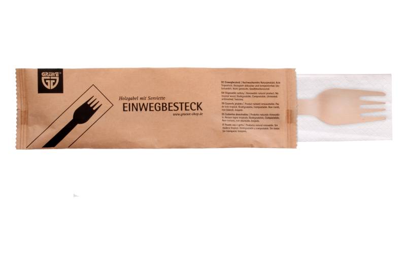 Einweg-Gabeln, 100-teilig, 100 Personen, mit Serviette, einzeln abgepackt von GRÄWE