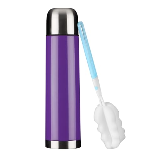 GRÄWE Thermosflasche,1 Liter Edelstahl Trinkflasche, Thermoskanne, Isolierflasche für unterwegs mit Becher, auslaufsicher, spülmaschinengeeignet, Lila von GRÄWE