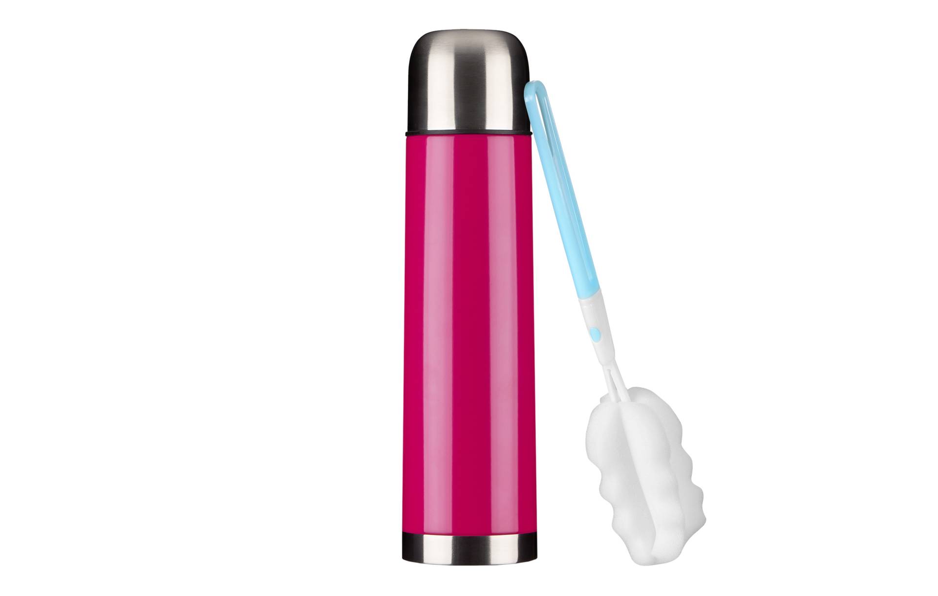 Isolierflasche inkl. Reinigungsbürste, 1 Liter, mit Drehverschluss, pink von GRÄWE