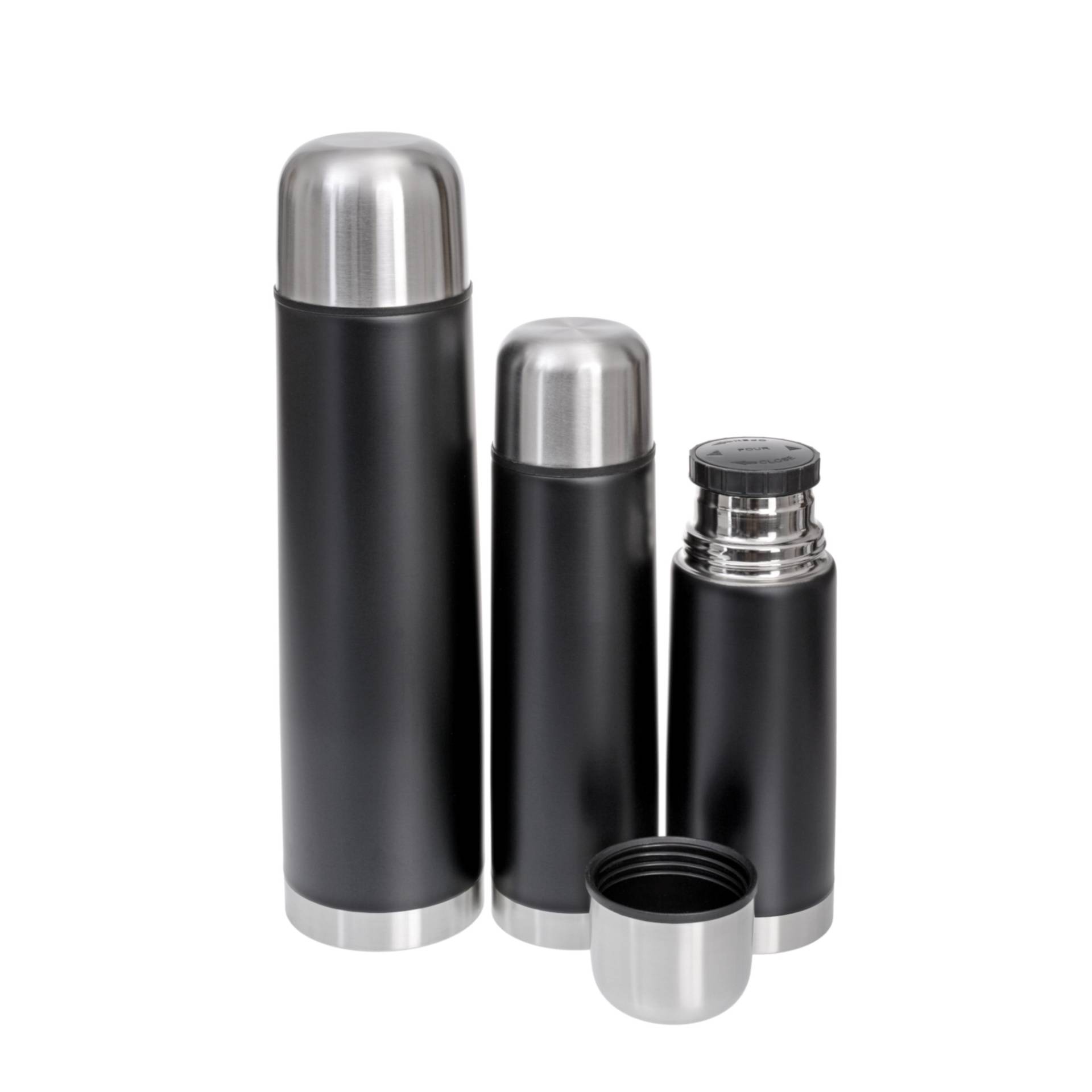 Isolierflaschen Set, 3-teilig, Edelstahl, Schwarz Isolierflaschen Set, 3-teilig, Edelstahl, Schwarz von GRÄWE