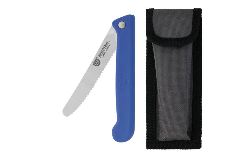 Klappbares Brötchenmesser & Frühstücksmesser, Wellenschliff, Blau von GRÄWE