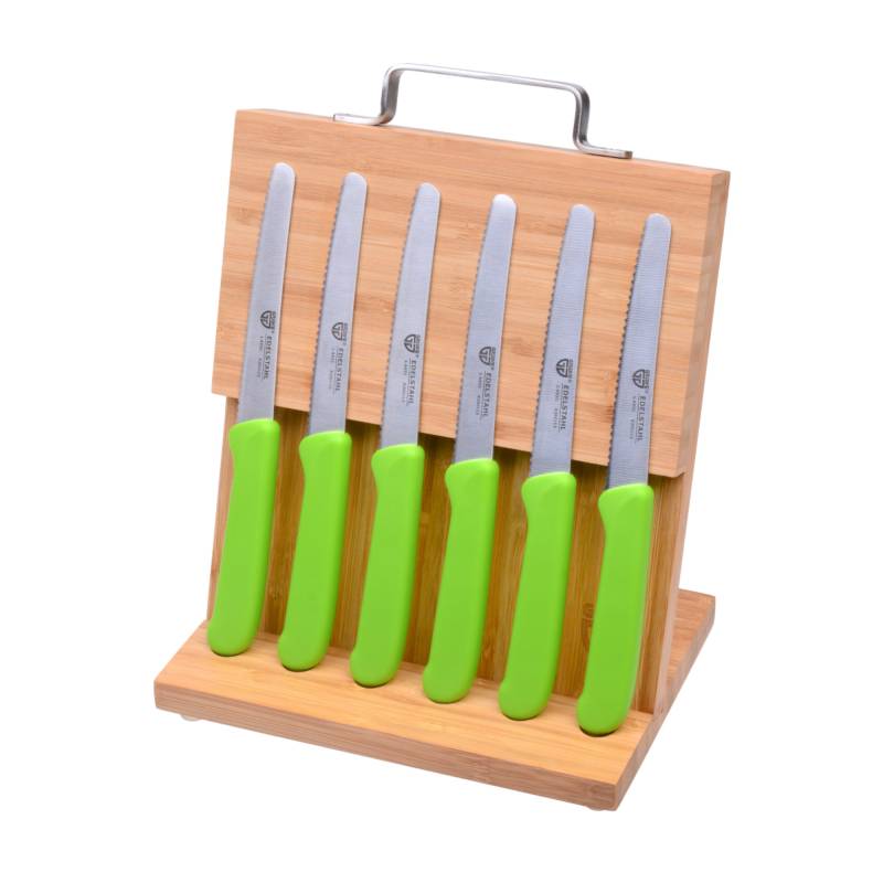 Magnet-Messerhalter Bambus klein mit Brötchenmessern grün von GRÄWE
