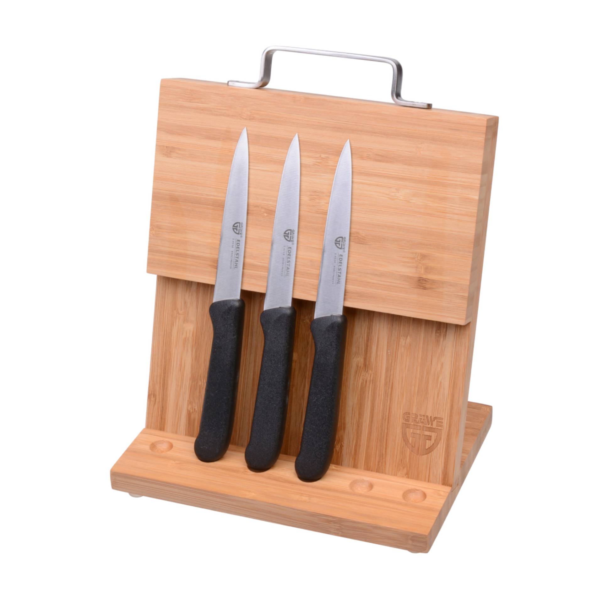 Magnet-Messerhalter Bambus klein mit Gemüsemessern schwarz von GRÄWE