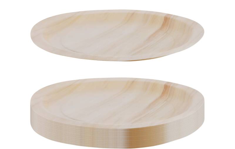 Einwegteller, 25-teilig, 25 Personen, Ø 24 cm, unbehandeltes Pappelholz von GRÄWE