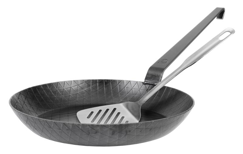 Schmiedeeiserne Bratpfanne F 400, Ø 32 cm, Made in Germany, extra hoher Rand, inkl. Pfannenwender von GRÄWE