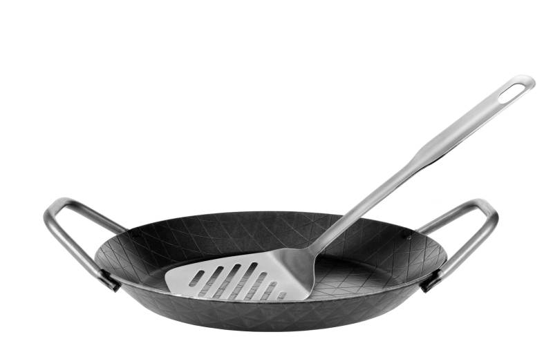 Schmiedeeiserne Servierpfanne F 400, Ø 24 cm, Made in Germany, inkl. Pfannenwender von GRÄWE