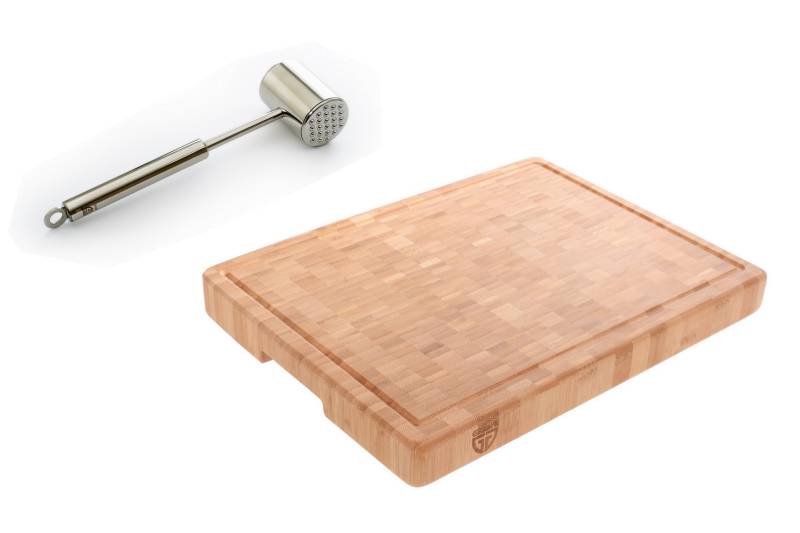 Schneidebrett Set mit Fleischhammer, 40 x 30 cm, mit Saftrille, Bambus Schneidebrett Set mit Fleischhammer, 40 x 30 cm, mit Saftrille, Bambus von GRÄWE