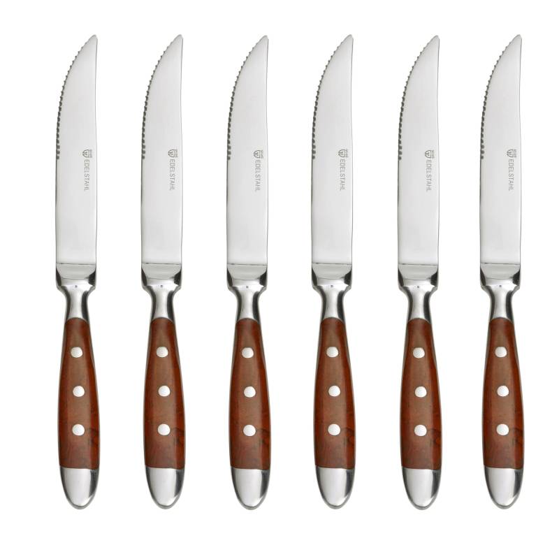 Steakmesser Nürnberg, 6-teilig, Edelstahl, brauner Griff von GRÄWE
