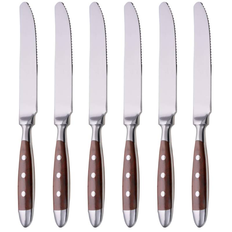 Tafelmesser Nürnberg, 6-teilig, Edelstahl, brauner Griff von GRÄWE