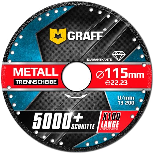 115 mm Trennscheibe Metall für Winkelschleifer - Flexscheibe geeignet für Stahl Inox Edelstahl - Diamanttrennscheibe Metall ersetzt ca. 80 Metalltrennscheiben GRAFF Black von GRAFF