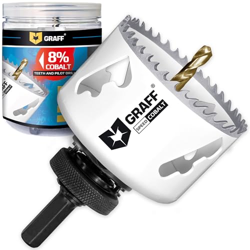 8% Kobalt Lochsäge 68mm – Bi-Metall Dosenbohrer mit Zentrierbohrer & 6-Kant Aufnahme – Lochkreissäge ideal für Hohlwanddosen, Steckdosen & Trockenbau (Edelstahl, Metall, Holz, Gipskarton) GRAFF von GRAFF