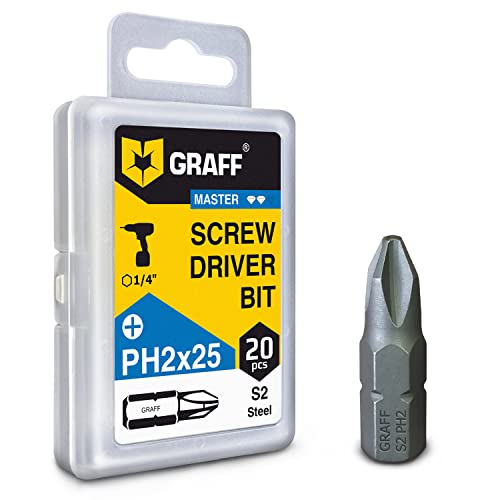 GRAFF Schraubendreher Bits Set - Bitsätze für Akkuschrauber und Bohrmaschine - Schlagschrauber Bits mit hohe Passgenauigkeit, lange Standzeit, für alle Schraubarbeiten - 20 Stück von GRAFF