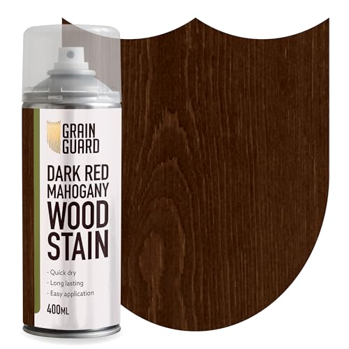 GRAIN GUARD Holzbeize Aerosol | dunkelrotes Mahagoni | Beize auf Wasserbasis | einfache Sprühanwendung | schnell trocknend | 400 ml von GRAIN GUARD