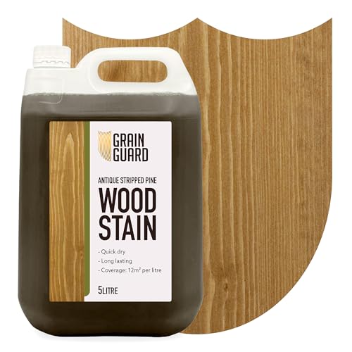 GRAIN GUARD Holzbeize | Antikes Abgebeiztes Kiefernholz | 5 Liter | Wasserbasiert & Geruchsarm | Umweltfreundlich und Nicht Toxisch | Holzbeize für Innenmöbel | Einfache Anwendung | Schnelltrocknend von GRAIN GUARD