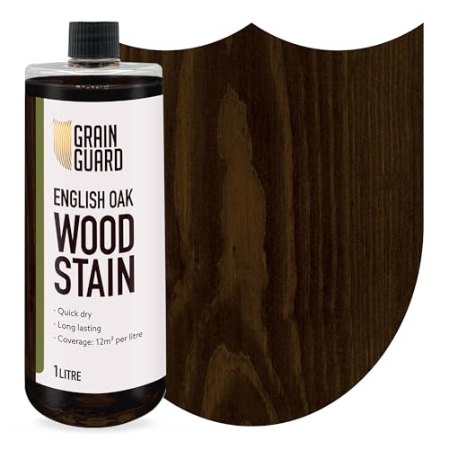 GRAIN GUARD Holzbeize | Englisches Eichenholz | 1 Liter | Wasserbasiert & Geruchsarm | Umweltfreundlich und Nicht Toxisch | Holzbeize für Innenmöbel | Einfache Anwendung | Schnelltrocknend von GRAIN GUARD