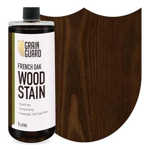 GRAIN GUARD Holzbeize | Französisches Eichenholz | 1 Liter | Wasserbasiert & Geruchsarm | Umweltfreundlich und Nicht Toxisch | Holzbeize für Innenmöbel | Einfache Anwendung | Schnelltrocknend von GRAIN GUARD