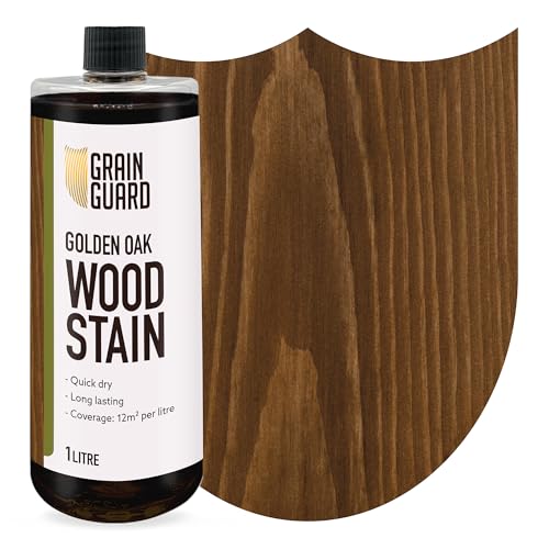 GRAIN GUARD Holzbeize | Goldenes Eichenholz | 1 Liter | Wasserbasiert & Geruchsarm | Umweltfreundlich und Nicht Toxisch | Holzbeize für Innenmöbel | Einfache Anwendung | Schnelltrocknend von GRAIN GUARD
