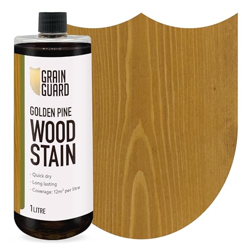 GRAIN GUARD Holzbeize | Goldenes Kiefernholz | 1 Liter | Wasserbasiert & Geruchsarm | Umweltfreundlich und Nicht Toxisch | Holzbeize für Innenmöbel | Einfache Anwendung | Schnelltrocknend von GRAIN GUARD