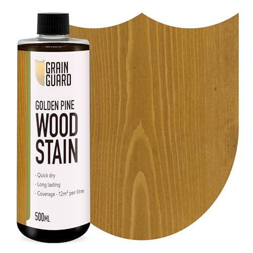 GRAIN GUARD Holzbeize | Goldenes Kiefernholz | 500ml | Wasserbasiert & Geruchsarm | Umweltfreundlich und Nicht Toxisch | Holzbeize für Innenmöbel | Einfache Anwendung | Schnelltrocknend von GRAIN GUARD