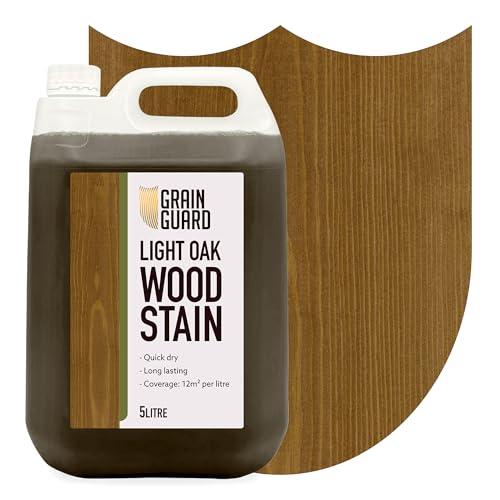 GRAIN GUARD Holzbeize | Helles Eichenholz | 5 Liter | Wasserbasiert & Geruchsarm | Umweltfreundlich und Nicht Toxisch | Holzbeize für Innenmöbel | Einfache Anwendung | Schnelltrocknend von GRAIN GUARD