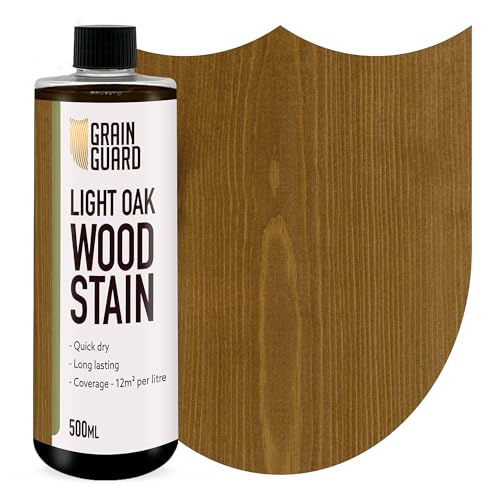 GRAIN GUARD Holzbeize | Helles Eichenholz | 500ml | Wasserbasiert & Geruchsarm | Umweltfreundlich und Nicht Toxisch | Holzbeize für Innenmöbel | Einfache Anwendung | Schnelltrocknend von GRAIN GUARD