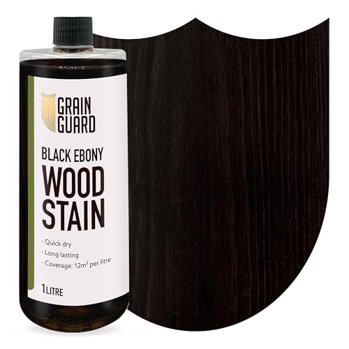 GRAIN GUARD Holzbeize | Schwarzes Ebenholz | 1 Liter | Wasserbasiert & Geruchsarm | Umweltfreundlich und Nicht Toxisch | Holzbeize für Innenmöbel | Einfache Anwendung | Schnelltrocknend von GRAIN GUARD