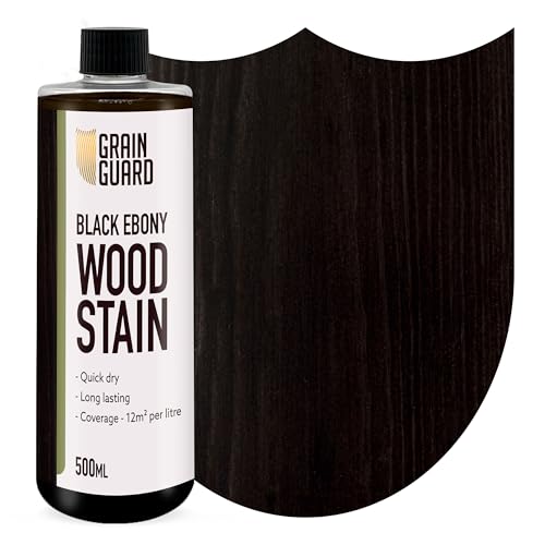 GRAIN GUARD Holzbeize | Schwarzes Ebenholz | 500ml | Wasserbasiert & Geruchsarm | Umweltfreundlich und Nicht Toxisch | Holzbeize für Innenmöbel | Einfache Anwendung | Schnelltrocknend von GRAIN GUARD