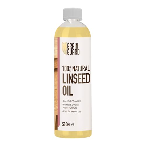 GRAIN GUARD Leinöl für Holz | 500ml | 100% Rein & Natürlich | Lebensmittelechtes Holzöl | Schützt & Verschönert Holzmöbel | Perfekt zum Versiegeln & Erhalten der Natürlichen Holzoptik | Innenbereiche von GRAIN GUARD
