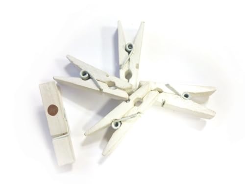 PWI 8 x MAAJ® Mini WÄSCHEKLAMMERN MAGNETISCH WEIß AUS Holz MIT Magnet GEFÄRBT FÜR Trendige BASTELEIEN - Made IN France von GRAINE CREATIVE