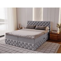 Boxbett mit Bettkasten 140x200, Grau Samt, Canolo Boxbett mit Bettkasten 140x200, Grau Samt, Canolo von GRAINGOLD