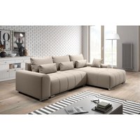 Ecksofa Danny - Eckcouch mit Schalffunktion - Ecksofa mit Bettkasten - Universelle Ottomane - Beige - Beige - Graingold von GRAINGOLD