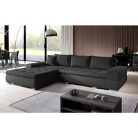 Ecksofa L-form Sonia - Universelle Ottomane - Sofa mit Schlaffunktion & Bettkasten - Dunkelgrau - Dunkelgrau - Graingold von GRAINGOLD