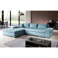 Ecksofa L-form Sonia - Universelle Ottomane - Sofa mit Schlaffunktion & Bettkasten - Hellblau - Hellblau - Graingold von GRAINGOLD